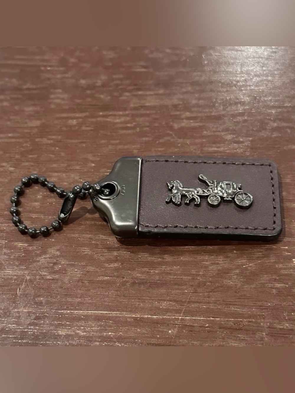 Coach 1941 Horse & Stagecoach Metal Leather Bag Charm Oxblood/Gray NWOT!♥️